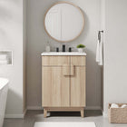 Modway - Miles 24" Armoire de toilette de salle de bain (lavabo non inclus) - Chêne-Découpe de plomberie