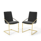 Modway - Pitch Performance Velvet Fauteuil à manger Ensemble de 2 - Or Noir-Chaise de salle à manger moderne