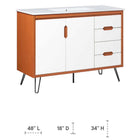 Modway - Energize 48" Vanette de salle de bain - Blanc cerise-Lavabo en céramique avec trous centraux de 8"