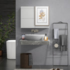 HOMCOM - Armoire à pharmacie murale avec miroir et deux portes - gris-Équipé de charnières à amortisseur pour une fermeture douce de la porte   