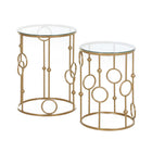 HOMCOM - Table basse ronde gigogne - or - ensemble de 2-Idéale comme table d’appoint, table de côté, table basse ou table de travail 