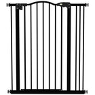 PawHut - Barrière pour animaux de compagnie 29"-34" avec porte à pression pour escaliers - Noir-La porte se ferme automatiquement si elle est laissée ouverte entre un angle de 30° et 90°