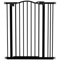 PawHut - Barrière pour animaux de compagnie 29"-34" avec porte à pression pour escaliers - Noir-La porte se ferme automatiquement si elle est laissée ouverte entre un angle de 30° et 90°