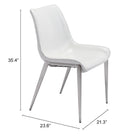 Zuo - Magnus Chaise de salle à manger - Blanc/Argent - Ensemble de 2-Garantie limitée de 3 ans