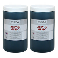 Handy Art - Acrylique Gesso, Noir, 32 oz., Paquet de 2-Un apprêt étudiant d'excellente qualité qui sèche à une finition mate flexible