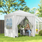 Outsunny - Tente auvent pliante 6.6 pi l x 6.6 pi L avec parois latérales - Blanc-Structure en acier avec revêtement en poudre finition blanche pour une utilisation durable