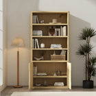 Manhattan Comfort - Rivington bibliothèque moderne à 4 étagères avec armoire 40" - Chêne naturel-Portes à fermeture douce offrant un rangement dissimulé avec 2 étagères