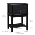 HOMCOM - Table de nuit moderne 15,75 po- noir-Surélevé du sol de 4,25 po au bas, empêche les objets de se mouiller 