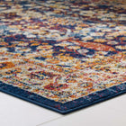 Modway - Entourage Jessa Treillis floraux vintage vieillis Tapis de 5 pi l x 8 pi L - Bleu Orange Jaune Rouge-Dessous en caoutchouc de prise
