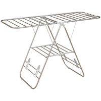 HOMCOM - Séchoir à linge pliable à 2 niveaux réglable - argenté-Le design pliable permet un rangement facile et économise un espace précieux au sol 