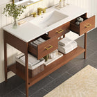 Modway - Zaire 48" Vanité de salle de bain à un seul lavabo - Blanc noyer-Jambes effilées