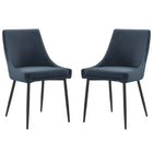 Modway - Viscount Tissu rembourré Chaises de salle à manger Ensemble de 2 - Azur noir-Chaises de salle à manger rétro modernes