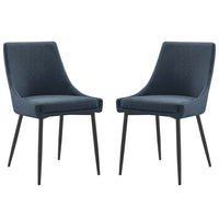 Modway - Viscount Tissu rembourré Chaises de salle à manger Ensemble de 2 - Azur noir-Chaises de salle à manger rétro modernes
