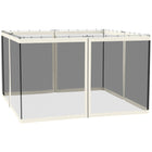 Outsunny - Moustiquaire de rechange pour gazebo 10 pi L x 12 pi l, blanc-Quatre panneaux séparés avec une fermeture éclair sur chaque panneau pour se connecter à la pièce adjacente  
