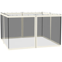 Outsunny - Moustiquaire de rechange pour gazebo 10 pi L x 12 pi l, blanc-Quatre panneaux séparés avec une fermeture éclair sur chaque panneau pour se connecter à la pièce adjacente  