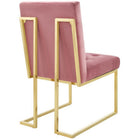 Modway - Privy Acier inoxydable doré Performance Velvet Chaise à manger - Rose Poussiéreuse d’Or-Rembourrage en mousse dense