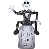GEMMY - Jack Skellington gonflable d'Halloween sur pierre tombale - 107 cm-S'illumine grâce à une lumière LED brillante et économe en énergie