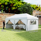 Outsunny - Tente gazébo de réception d'extérieur à pliage facile 10 pi l x 20 pi L - Blanc-Parois latérales avec attaches à scratch pour un montage et un démontage faciles, 4 avec grandes fenêtres pour une visibilité maximale