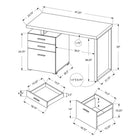 Monarch Specialties - 7644 Bureau 48 po L - Taupe Moderne/Metal Noir/Face L/R-Garantie limitée de 5 ans contre tout défaut pour votre satisfaction.