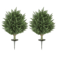 HOMCOM - Arbres de cyprès artificiels 24 po avec piquet de sol - vert - ensemble de 2-Ensemble de deux cyprès artificiels offrant un aspect réaliste et dense 