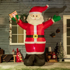 Outsunny - Père Noël gonflable de 2 - 4 m tenant un panneau lumineux de bénédictions - rouge-les lumières DEL blanches créent un effet joyeux, magique et accrocheur 