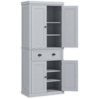 HOMCOM - Armoire de cuisine autoportante 72 po avec tiroir - gris-Design colonial élégant avec panneaux à rainures et poignées anciennes 