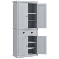 HOMCOM - Armoire de cuisine autoportante 72 po avec tiroir - gris-Design colonial élégant avec panneaux à rainures et poignées anciennes 