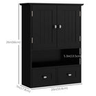 kleankin - Armoire murale de salle de bain avec étagère et tiroirs - noir-Fabriqué en MDF pour une construction robuste
