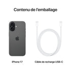 Apple - iPhone 17 - 256 Go - Noir - Bell et Virgin Plus-CONÇU POUR APPLE INTELLIGENCE - Personnel, privé, puissant. Écrivez, exprimez-vous et faites-en plus sans effort