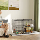 PawHut - Parc pour cochons d’Inde et lapins 39 panneaux avec porte - chaque panneau 14 po L x 18 po H-Les tapis antidérapants et les attaches de câble aident à fixer l’unité et à éviter les oscillations 