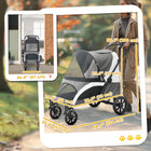 PawHut - Poussette pliable pour animaux de compagnie pour chiens petits, moyens et grands, jusqu’à 66 lb - gris foncé-Roues détachables pour gagner de la place lorsqu'elles ne sont pas utilisées 