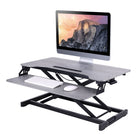 Rocelco - S'asseoir pour se tenir debout surélevé de bureau à hauteur réglable avec plateau à clavier à dégagement rapide - gris-Assemblage facile : il suffit de connecter le plateau de clavier à déconnexion rapide