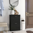 HOMCOM - Armoire à chaussures étroite avec tiroirs basculants et étagère réglable pour entrée - noir-Peut contenir jusqu'à 10 paires de chaussures dans 2 tiroirs basculants 