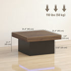 HOMCOM - Table basse carrée avec éclairage LED - noyer-Un plateau de 3,9 po (10 cm) d’épaisseur et une base solide créent un centre de table stable et élégant