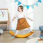 Qaba - Planche d'équilibre incurvée pour enfants - 32,3" - Jaune-Améliorer la posture et la force de base des enfants, ainsi que leur coordination et leur sens visuel 