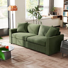 HOMCOM - Canapé 3 places rembourré pour chambre - vert-Livré avec deux coussins décoratifs pour plus de confort et de soutien 
