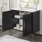 Modway - Awaken 36" Vanette de salle de bain - Blanc Noir-Trous centraux de 8"