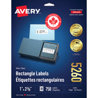 Avery - Étiquettes rectangulaires blaches avec Easy Peel, 1 po x 2-5/8 po, Paquet de 750 (5260)-1 x 2 5/8 po, blanche