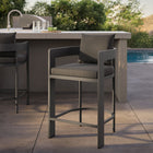 Modway - Tahoe Terrasse extérieure Aluminium pour patio Tabouret de comptoir - 36,5 po - Fusain-Siège à lattes