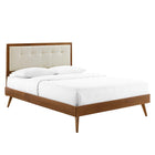 Modway - Willow Bois Lit à plateforme complet avec pieds écartés, Noyer beige-Cadre complet de plate-forme