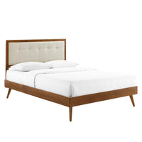 Modway - Willow Bois Lit à plateforme complet avec pieds écartés, Noyer beige-Cadre complet de plate-forme