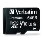 Carte MicroSDXC Verbatim 64 Go Classe 10 UHS-1 avec adaptateur, noir-Les cartes mémoire UHS-1 microSDXC de Verbatim offrent une performance révolutionnaire dont l'interface UHS-1 (Ultra High Speed Interface)