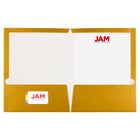 JAM Paper Chemises de présentation lustrées à 2 pochettes, 9 1/4 x 11 1/2 po, doré, 12/paq.-Taille : 9,25 x 11,5 po