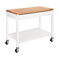 Seville Classics - Îlot de travail - 48 po L x 24 po l x 36 po H - Blanc-Dessus en bois recouvert de polyuréthane, épaisseur de 1,5 po