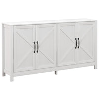 HOMCOM - Armoire de rangement de cuisine style ferme 60 po L - blanc-Style ferme moderne avec une porte de grange et une finition effet bois 