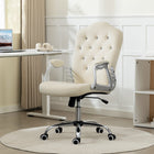 Vinsetto - Fauteuil de bureau vanité avec roulettes pivotantes - beige-Hauteur d’assise réglable de 18,5 po à 22,4 po (47 cm à 57 cm) pour s’adapter à votre style d’assise