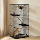 PawHut - Cage pour chat à 3 niveaux d’intérieur avec hamac et coussins pour 1 à 2 chatons-Les grandes portes permettent une interaction et un nourrissage faciles chaque jour 
