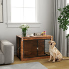 PawHut - meuble cage pour chien 39 po avec ouverture supérieure rabattable, 2 portes, pour grands chiens-Portes doubles avec loquets sécurisés et ventilation abondante 