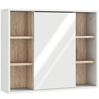HOMCOM - armoire de rangement murale pour salle de bain avec porte miroir et étagère - blanc-Conception murale, prend peu de place 