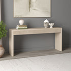 Hudson&Canal - Console rectangulaire cannelée Lawrence de 162,5 cm de large, couleur aulne blanc-Caractéristiques assemblage facile